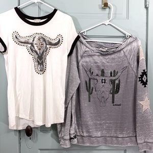 2 Fleece and Ariat Studded T Sz M